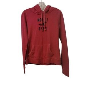 Hollister California Unisex Red Logo Pullover Hoodie Sweatshirt Size L Large